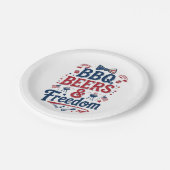 BBQ, Beers & Freedom – Retro 4th of July Vibes Pappteller (Schrägansicht)