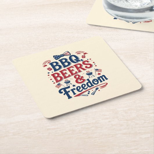 BBQ, Beers & Freedom – Retro 4th of July Vibes Rechteckiger Pappuntersetzer (angewinkelt)