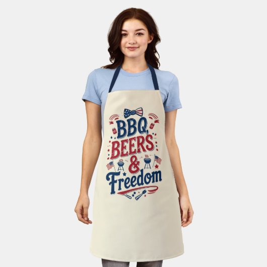 BBQ, Beers & Freedom – Retro 4th of July Vibes Schürze (Getragen)