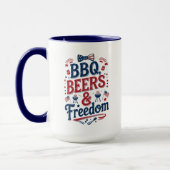 BBQ, Beers & Freedom – Retro 4th of July Vibes Tasse (Links)