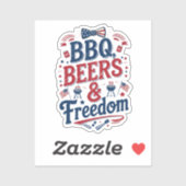BBQ, Bier & Freiheit – Retro 4. Juli Stimmung Aufkleber (Blatt)