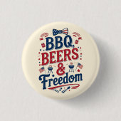 BBQ, Bier & Freiheit – Retro 4. Juli Stimmung Button (Vorderseite)