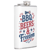 BBQ, Bier & Freiheit – Retro 4. Juli Stimmung Flachmann (Rechts)
