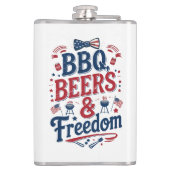 BBQ, Bier & Freiheit – Retro 4. Juli Stimmung Flachmann (Rückseite)