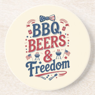 BBQ, Bier & Freiheit – Retro 4. Juli Stimmung Getränkeuntersetzer