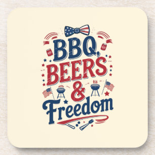 BBQ, Bier & Freiheit – Retro 4. Juli Stimmung Getränkeuntersetzer