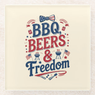 BBQ, Bier & Freiheit – Retro 4. Juli Stimmung Glasuntersetzer