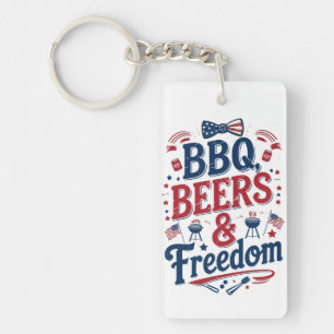BBQ, Bier & Freiheit – Retro 4. Juli Stimmung Schlüsselanhänger