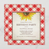 BBQ Birthday Red Gingham Print Einladung (Vorne/Hinten)