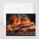  BBQ Bliss .Array of sizzling meats and vegetables Postkarte (Vorne/Hinten)