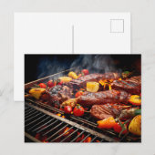  BBQ Bliss .Array of sizzling meats and vegetables Postkarte (Vorne/Hinten)
