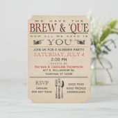 BBQ | Brew & 'Que Summer Party Einladung (Stehend Vorderseite)