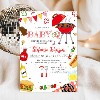 BBQ Children's BABY-Q Baby Shower Invitation Einladung