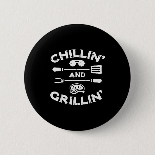 Bbq Chillin And Grillin Barbecue T Men Women Kids  Button (Vorderseite)