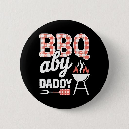 BBQ Daddy Lustiger Grillmeister Vatertag Button (Vorderseite)