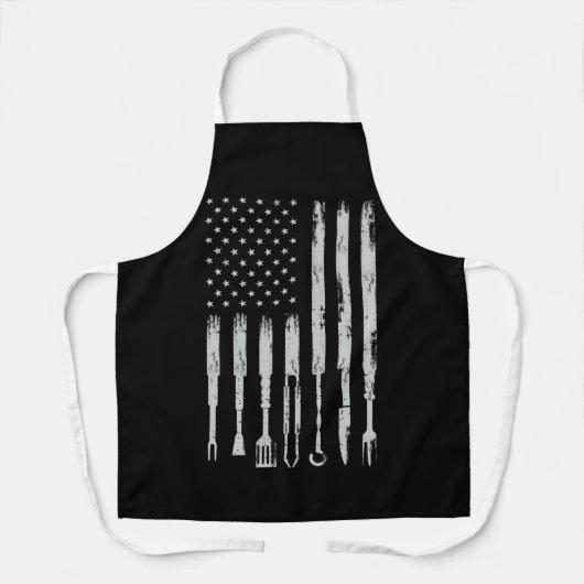 BBQ Design Smoking Barbecue USA Flag Schürze (Vorderseite)