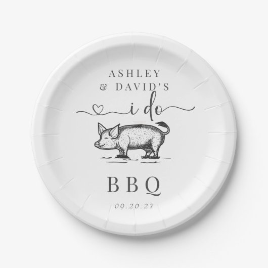 BBQ | Dusche für Paare | Rustikale Probe | Rost Pappteller (Vorderseite)