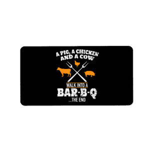 BBQ Ein Schwein ein Huhn und eine kuhmilde GRILL Adressaufkleber