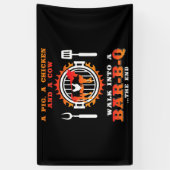 BBQ | Ein Schwein und ein Huhn laufen in eine Bar Banner (Vertikal)
