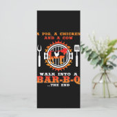 BBQ | Ein Schwein und ein Huhn laufen in eine Bar Menükarte (Stehend Vorderseite)