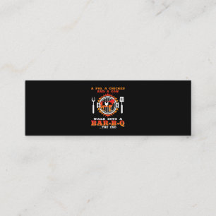BBQ   Ein Schwein und ein Huhn laufen in eine Bar  Mini Visitenkarte