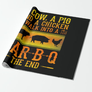 BBQ | Eine Kuh, ein Schwein und ein Huhn laufen in Geschenkpapier