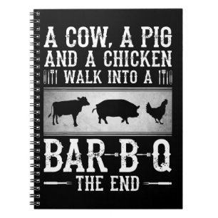 BBQ   Eine Kuh, ein Schwein und ein Huhn laufen in Notizblock