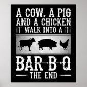 BBQ | Eine Kuh, ein Schwein und ein Huhn laufen in Poster (Vorne)