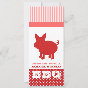 BBQ-Einladung - rotes und rosa Schwein Einladung