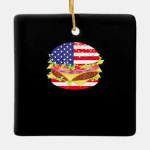 BBQ-Fans Hamburger-USA-Flagge 4. Juli BBQ Keramikornament