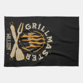 BBQ-Flamme Vintage-Grill-Typografie Geschirrtuch (Horizontal)