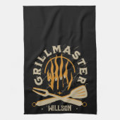 BBQ-Flamme Vintage-Grill-Typografie Geschirrtuch (Vertikal)