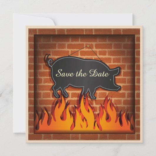 BBQ-Gartenparty Schweinchen-Essen ! Save The Date (Vorderseite)