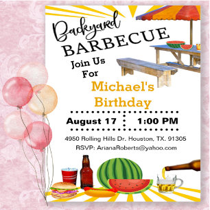 BBQ-Gartenparty zum Geburtstag Einladung