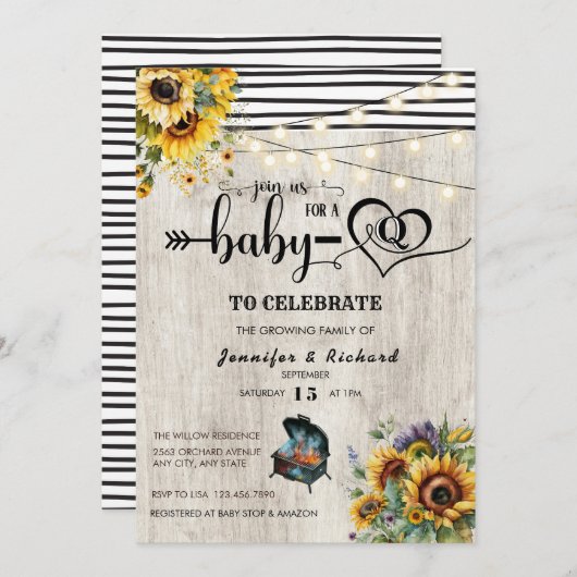 BBQ | Gender Neutral | Babydusche |Dusche für Paar Einladung (Vorne/Hinten)