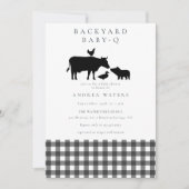 BBQ | Gingham Black | Rustikale Babydusche Einladung (Vorderseite)
