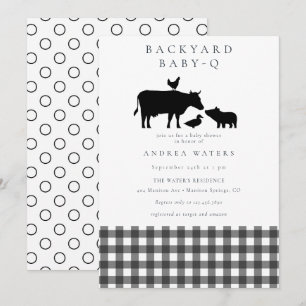 BBQ   Gingham Black   Rustikale Babydusche Einladung