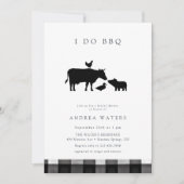 BBQ | Gingham Black | Rustikales Brautparty Einladung (Vorderseite)