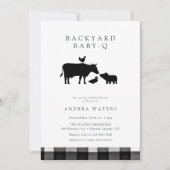 BBQ | Gingham Schwarz | Rustikale Babyparty Einladung (Vorderseite)