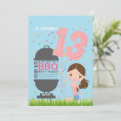 BBQ Girl 13th Birthday Invitation Einladung (Stehend Vorderseite)