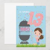 BBQ Girl 13th Birthday Invitation Einladung (Vorne/Hinten)