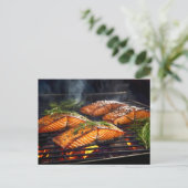 BBQ glasierter Lachs Postkarte (Stehend Vorderseite)