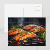 BBQ glasierter Lachs Postkarte (Vorne/Hinten)