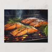 BBQ glasierter Lachs Postkarte (Vorderseite)