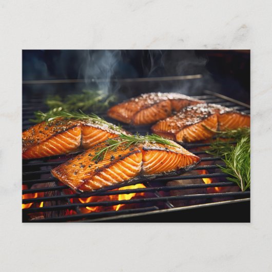 BBQ glasierter Lachs Postkarte (Vorderseite)