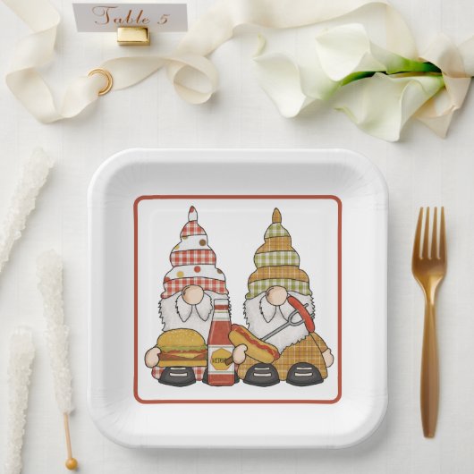 BBQ-Gnome Pappteller (Hochzeit)