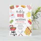 BBQ Grill Garten Geburtstagsfeier  Einladung (Stehend Vorderseite)