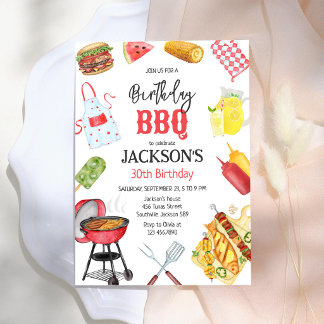BBQ Grill Garten Geburtstagsfeier Einladung