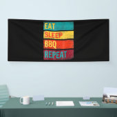 BBQ | Grill Grillgeschenk essen Schlaf GRILLEN Banner (Messe)