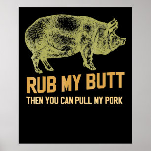 BBQ   GRILLEN Grill Pig Funny Pork Id rauchen, das Poster